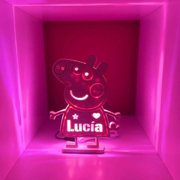 Lámpara pepa pig luz rosa